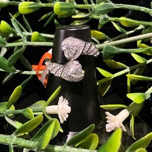 Heart Ring Very Unique Design Moissanite 925 Sterling Silver Sz 7 and Sz 8